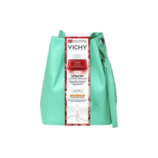 Liftactiv Collagen Specialist Face Cream 50ml + ΔΩΡΟ Capital Soleil UV Age Daily SPF50+ 15ml + Μοντέρνο Τσαντάκι