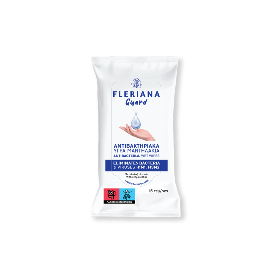 FLERIANA GUARD ΑΝΤΙΒΑΚΤΗΡΙΑΚΑ ΥΓΡΑ ΜΑΝΤΗΛΑΚΙΑ ΧΕΡΙΩΝ 15ΤΕΜ FLERIANA GUARD ΑΝΤΙΒΑΚΤΗΡΙΑΚΑ ΥΓΡΑ ΜΑΝΤΗΛΑΚΙΑ ΧΕΡΙΩΝ 15ΤΕΜ