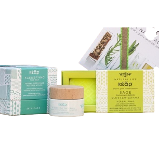GIFT PACK PROTECT PREVENT: AGE DEFYING FACE BALM 50ML + SAGE OLIVE LEAF EXTRACT HERBAL SOAP 100GR GIFT PACK PROTECT PREVENT: AGE DEFYING FACE BALM 50ML + SAGE OLIVE LEAF EXTRACT HERBAL SOAP 100GR